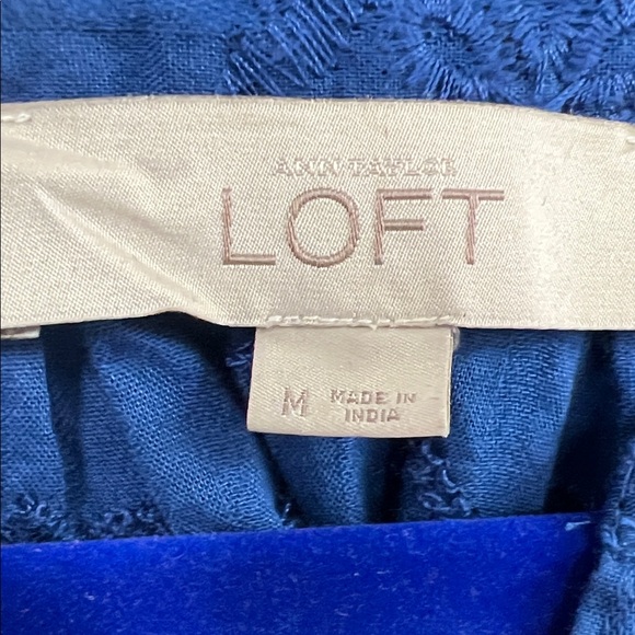 LOFT Women's Navy Embroidered Blouse - Picture 2 of 3